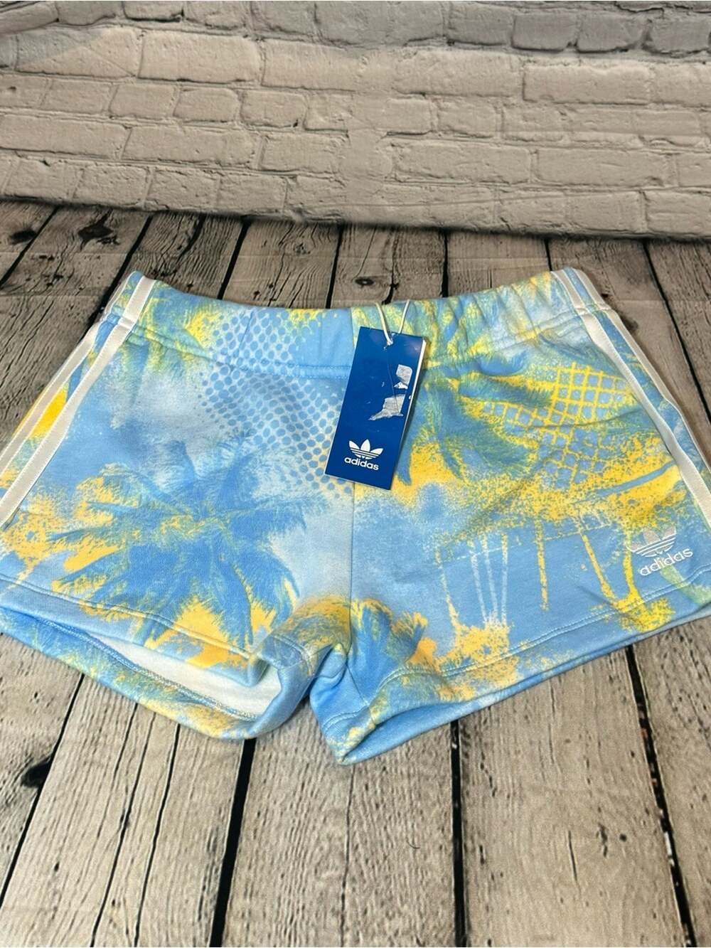 Adidas Blue and Yellow Girl’s Sweatpant Shorts